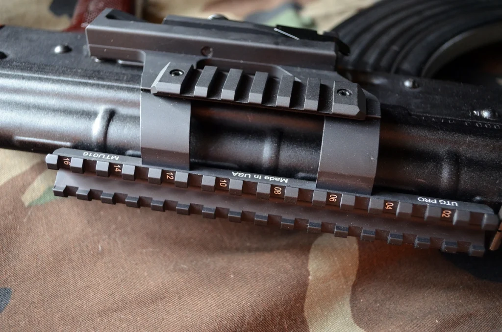 Picatinny rail on AK-74 rifle