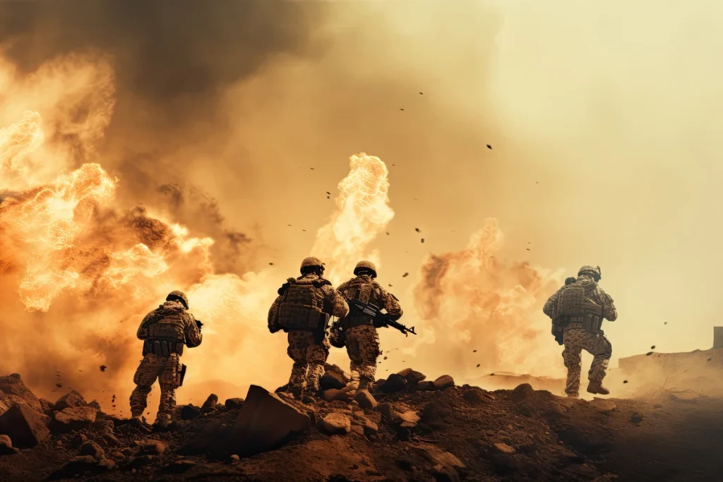 flame retardant tactical uniform and soldiers fighting fires