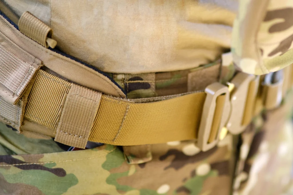 tactical belt at a soldier's