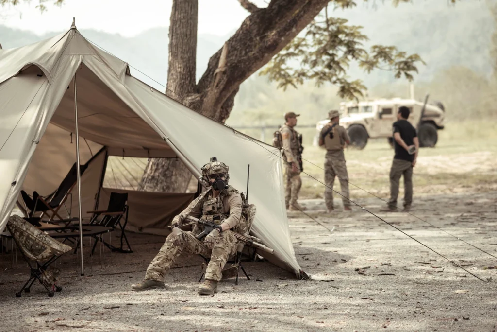 Tactical tents as headquarters for field troops