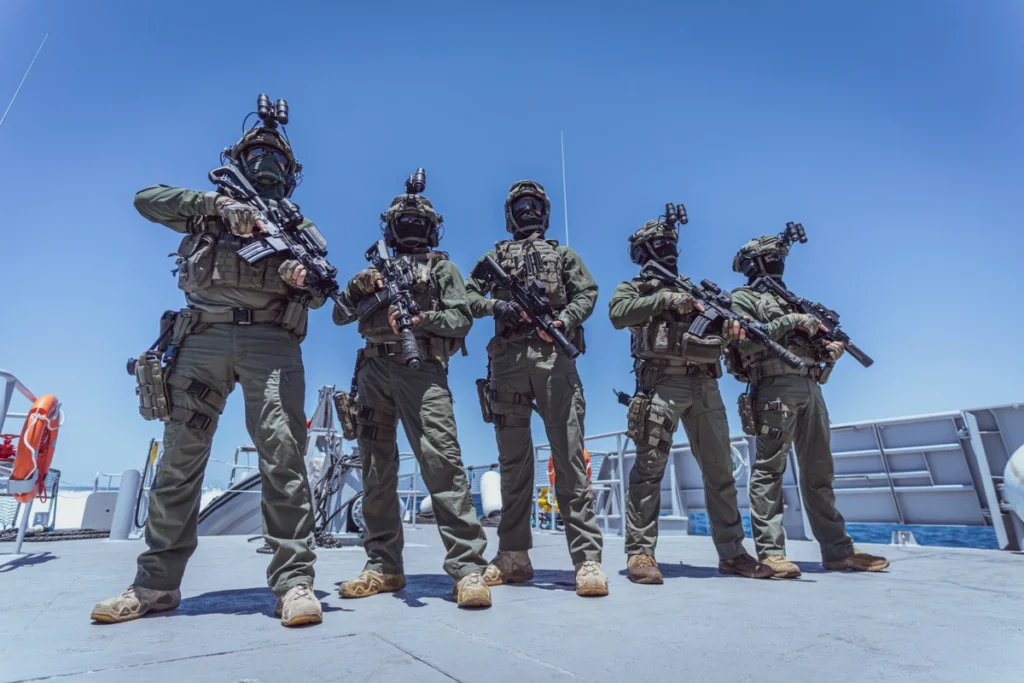 Soldiers in Israeli military equipment